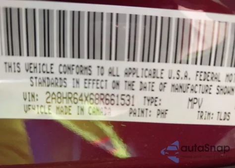 2008 Chrysler Town & Country Limited z USA, uszkodzony, nr VIN 2A8HR64X68R661531